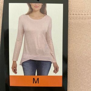 NWT never worn Jones NY light weight long sleeved pink shirt with boatneck.